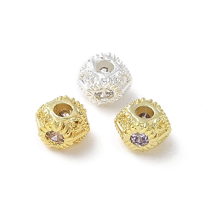 Латунные микро проложить кубического циркония бусы, круглые