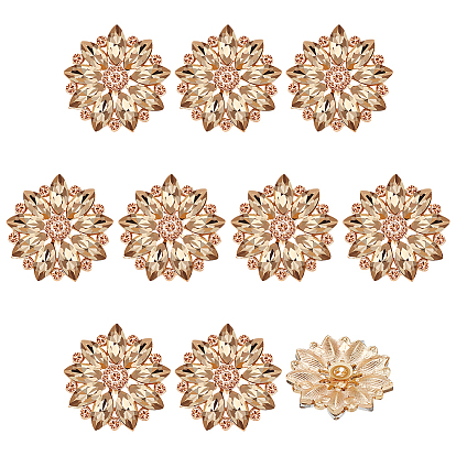 10 шт. пуговицы со стразами из сплава, цветок