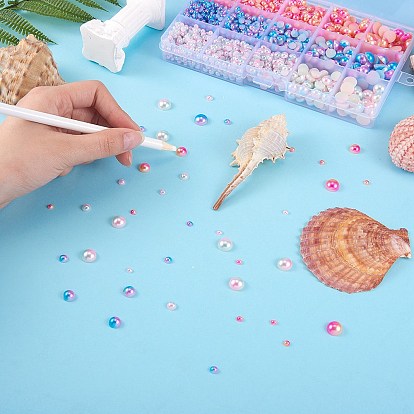 Cabochons en acrylique imitation perle de style pcs, dôme, avec crayon à pointer en strass