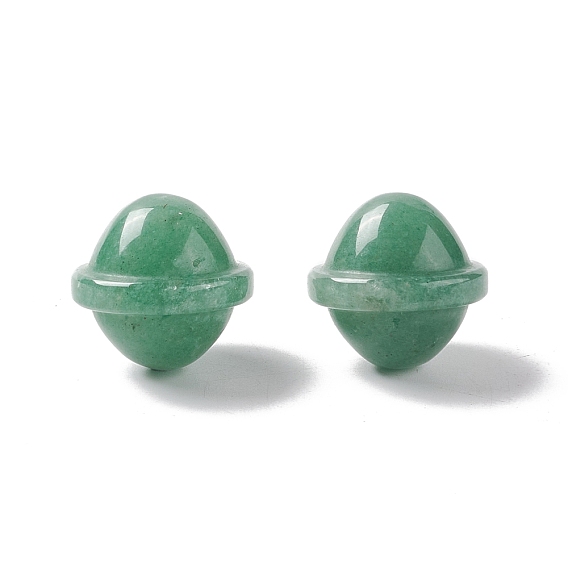 Perles naturelles en aventurine verte, sans trou, forme de saturne