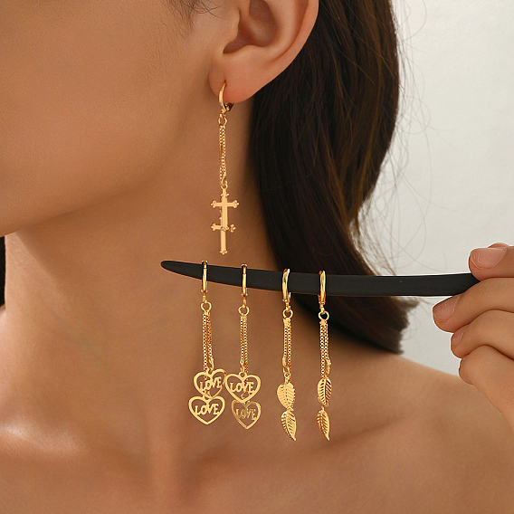 Серьги-кольца с кисточками из латуни, золотые