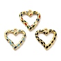 304 Stainless Steel Pendants, with Enamel, Golden, Heart Charm