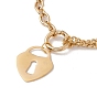 Heart Lock Pendant Necklace for Women, 304 Stainless Steel Chain Necklace