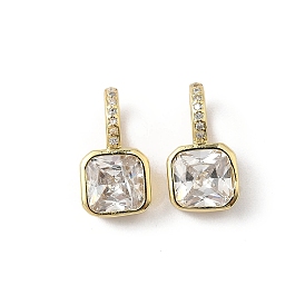 Латунные микро проложить кубического циркония подвески, квадратный, без свинца и без кадмия, долговечный, реальный 18 k позолоченный, стойки покрытие
