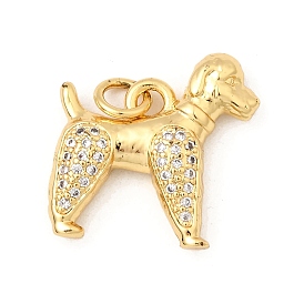 Латунные микропаве прозрачные подвески с фианитом, собачьи брелки с кольцами для прыжков, без свинца и без кадмия, долговечный, стойки покрытие
