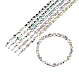 Теннисные браслеты из платиновой латуни с микропаве из кубических цирконий, браслеты для женщин, овальные, с группы часы застежками, долговечный