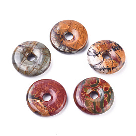 Натуральная полихромная яшма/камень Пикассо/подвески из яшмы Пикассо, пончик / пи-диск