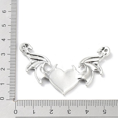 Alloy Cabochon Connector Settings, Heart with Wings