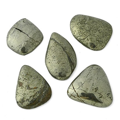 Natural Pyrite Flat Back Cabochons, Mixed Shapes