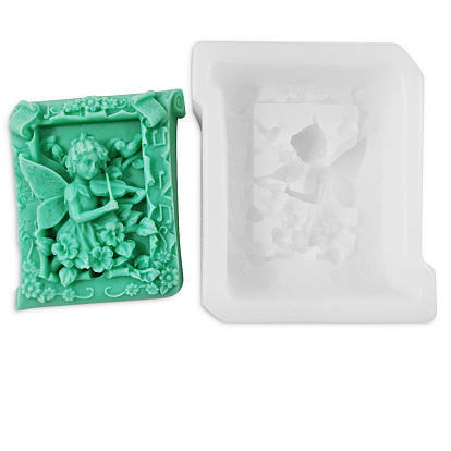 Rectangle Soap Food Grade Silicone Molds, for DIY Soap Craft Making, Angel Pattern