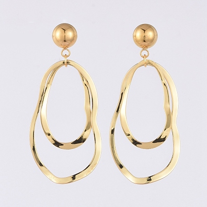 Dangle Earrings, with Brass Linking Rings and 304 Stainless Steel Stud Earring Findings
