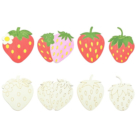 4шт. необработанные деревянные заготовки для рукоделия, клубника формы