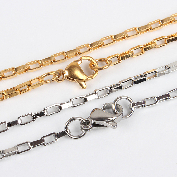 Вакуумное покрытие pvd 304 изготовление ожерелий из прямоугольной цепочки из нержавеющей стали, с карабин-лобстерами 