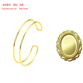 Brass Double Lines Cuff Bangles for Women, Lead Free & Cadmium Free & Nickel Free