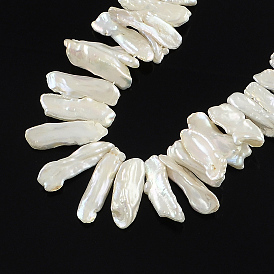 Rectángulo natural barroco perla keshi perlas perlas hebras, cuentas perforadas superiores, perla cultivada de agua dulce, 12~26x5~11 mm, agujero: 0.8 mm, sobre 66 unidades / cadena, 14.6 pulgada