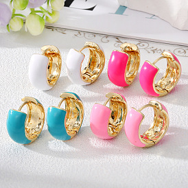 Colorful Enamel Square Stud Earrings, Minimalist and Versatile Jewelry