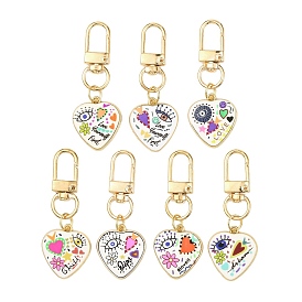 7Шт подвесные украшения из сплава эмали, Сплав с застежками, сердце с сглаза