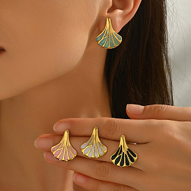 Серьги-гвоздики с эмалью из нержавеющей стали, золотые