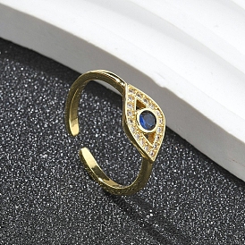 Кольца-манжеты для женщин с открытыми пальцами из латуни с микропаве из кубического циркония, долговечный, глаз