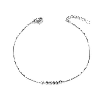 SHEGRACE 925 Sterling Silver Bracelet, with Small Beads, 155mm