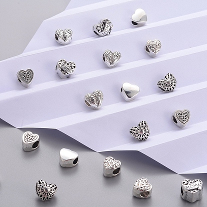 Mother's Day Theme, Alloy European Beads, Large Hole Beads, Heart with Word Mom&Family, Wing, Word Love