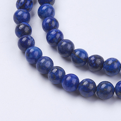 Natural Lapis Lazuli(Filled Color Glue) Beads Strands, Dyed, Grade A, Round