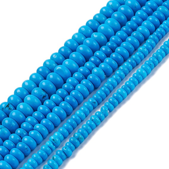 Natural Magnesite Beads Strands, Dyed, Flat Round