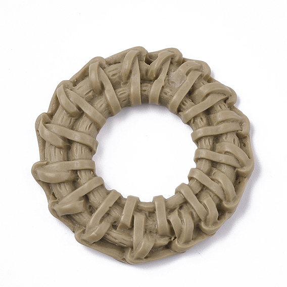 Resin Pendants, Imitation Woven Rattan Pattern, Ring