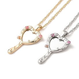304 Stainless Steel Singapore Chain Necklaces, Magic Pendant Necklaces, with Glass for Women
