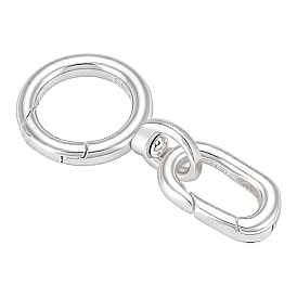 2 шт. 2 стили 925 кольца с пружинным затвором из стерлингового серебра, овальные