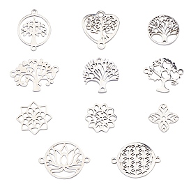 SUNNYCLUE Stainless Steel Links Connectors & Filigree Joiners Links, Flower & Tree of Life