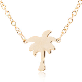 Coconut Tree Necklace - Elegant Stainless Steel Winter Trade Lock Collar Chain.