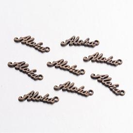 Tibetan Style Alloy Word Aloha Pendants, Cadmium Free & Lead Free, 17x6x1mm, Hole: 1mm, about 3225pcs/1000g
