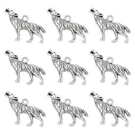 Tibetan Style Alloy Howling Wolf Pendants, Cadmium Free & Lead Free, Wolf, 26x18x4mm, Hole: 2mm