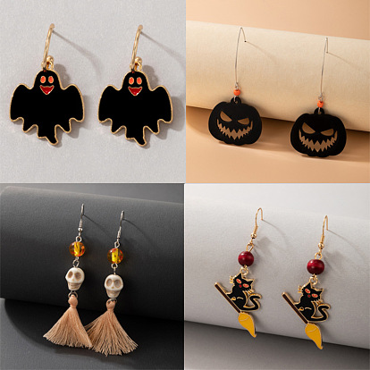 Spooky Fun Halloween Earrings with Ghosts, Bats, Pumpkins and Skulls!