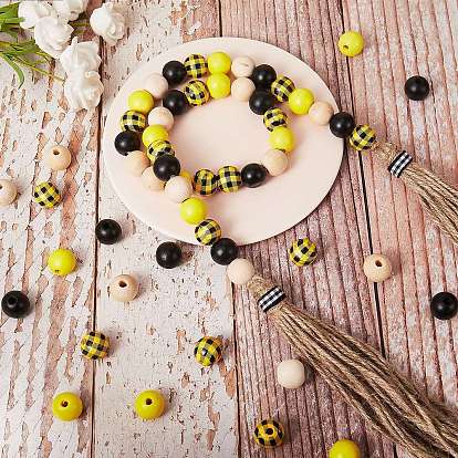 DIY Beads Jewelry Set Making Kits, Including Natural Wood Beads, Jute Cord, Polyester Ribbon