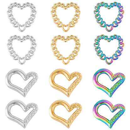 12 шт. 6 стиль 304 соединительные кольца из нержавеющей стали, сердце
