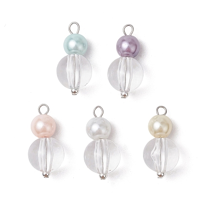 5 шт прозрачные акриловые подвески, со стеклянной жемчуг, круглые