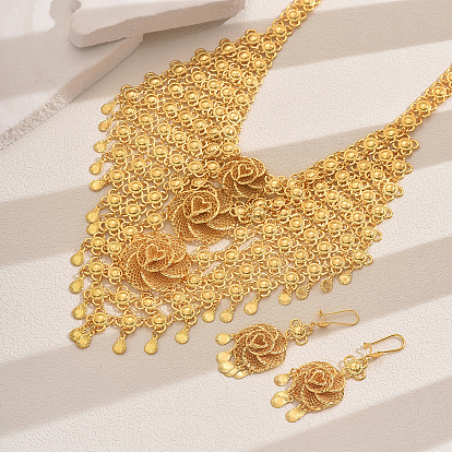 Роскошные комплекты из ожерелий и серег с кисточками из цветочного сплава для женщин, для элегантных мероприятий