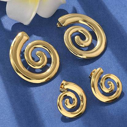 304 серьги-гвоздики из нержавеющей стали для женщин, ионное покрытие (ip), спираль