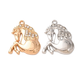 Alloy Rhinestone Pendants, Horse Charms