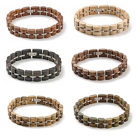 Bracelets de montre en bois pour femmes et hommes, avec 304 fermoir inoxydable en acier 