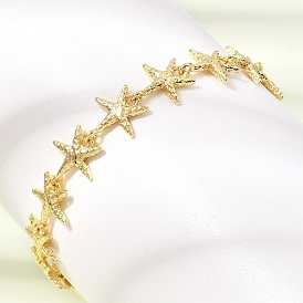 Браслеты из латунной цепочки для женщин, морская звезда, стойки покрытие, долговечный, без кадмия и без свинца