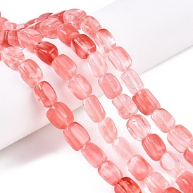 Cherry Quartz Glass Beads Strands, Cuboid