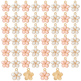 60 шт 2 цвета позолоченные подвески из сплава с эмалью, цветок