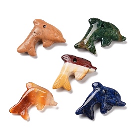 Natural Mookaite/Sodalite/Agate/Rhodonite Sea Animals Pendants, Dolphin Charms