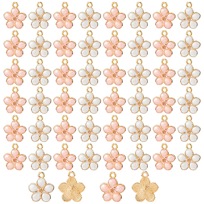 60 шт 2 цвета позолоченные подвески из сплава с эмалью, цветок