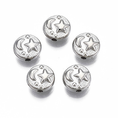 CCB Plastic Beads, for DIY Jewelry Making, Flat Round with Star & Moon