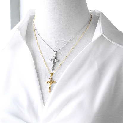 Ожерелья с подвеской в виде распятия из латуни с микропаве из кубического циркония