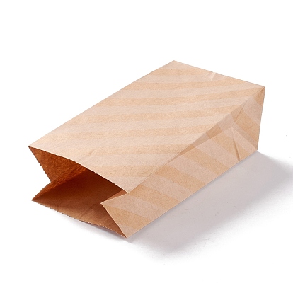 Rectangle Kraft Paper Bags, None Handles, Gift Bags, Stripe Pattern